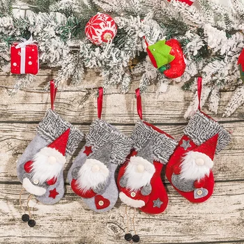 Nem szőtt lógó arctalan baba karácsonyi harisnya rövid plüss karácsonyi ajándéktáska Szép beltéri házibuli Fesztivál dekorációk