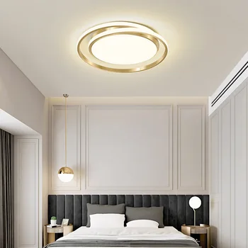New Modern Style LED mennyezeti lámpa távirányító Csillár hálószobához Nappali konyha Tanulmány arany kerek Egyszerű design fény