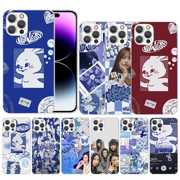 News Jeans Kpop puha tok iPhone 15-höz 14 13 12 Mini 11 Pro Max Print Phone Case X XS XR 7 Plus 8 + SE Pattern Coque
