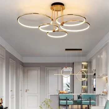 Nordic csillár led gyűrűk arany kör Modern hangulat Luxus designer világítás Étkező hálószoba Konyha Dekor Fény
