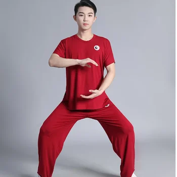 Nyári harcművészeti egyenruha Wushu ruházat Tai Chi ruhák Kung Fu ruha Bordó nők és férfiak Unisex Kun Master 2023 Új stílus