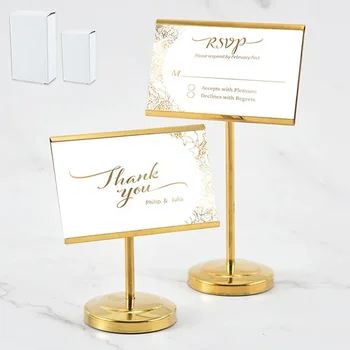 Névjegykártyatartó Arany/ezüst fém képklip hely kártyatartó állvány Romantikus esküvői bankett party asztal dekoráció