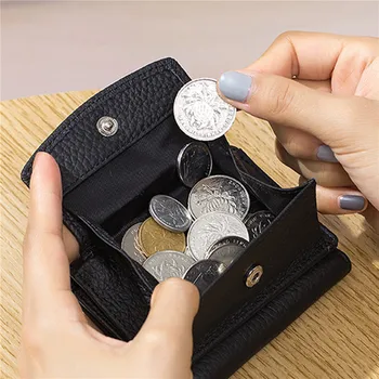 Női bőr pénztárcák Női marhabőr pénztárcák Hölgy kis érme zsebkártya tartó Mini pénztáska hordozható kuplung Új