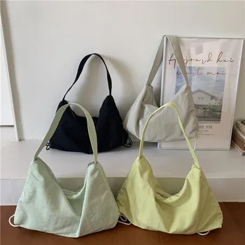 Női nylon táska Egyszínű tervező Női alkalmi kézitáska válltáska Nagy kapacitású pamut újrafelhasználható bevásárló strandtáska