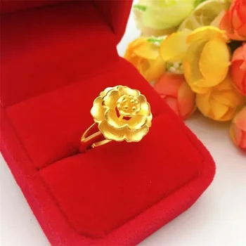 Női Pure 18k sárga arany színes gyűrű 999 arany színű állítható ujjgyűrű nem fakul ki Soha ékszer ajándékok