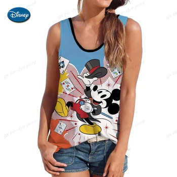 Nők Minnie Aranyos Mickey egér nyomtatás Nyári mellény Tank felsők Ujjatlan legénységi nyak Alkalmi utcai ruházat Laza Camisole Girls ruhák