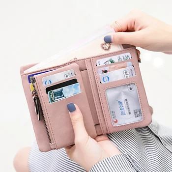 Pénztárca Női Rövid Új Diák Koreai változat Aranyos pénztárca Női összecsukható Kis pénztárca Női Egyszerű divat Elegáns