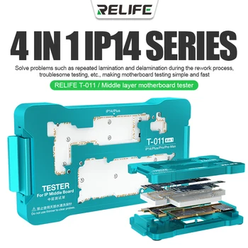 RELIFE T-011 IP14 sorozat 4 az 1-ben középső rétegű alaplap teszter Egyszerű és gyors IP14/14 Plus/14 Pro/14 Pro Max alaplaphoz