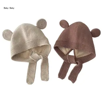 sapka sapkák fülbevalók baba kalap medve motorháztető sapka téli kalap 0-3 éves korig Baba Q81A
