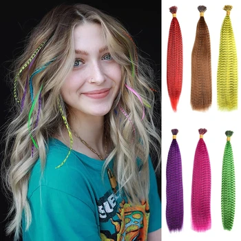 Szintetikus színes szálak haj tollhosszabbításhoz 1-500 darab I tipp hajfesték haj zebra vonal tollszőr hosszabbítás
