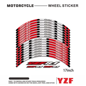 Teljes készlet új motorkerékpárhoz 17 hüvelykes első és hátsó kerékagy YZF R1 matrica logó YZFR1 R1M felni fényvisszaverő matricák