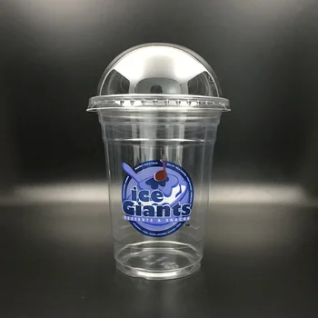 Testreszabott termékEldobható PET műanyag pohár lapos fedéllel Egyedi nyomtatópoharak jeges kávéhoz, turmixhoz,, szódához, cocktaihoz