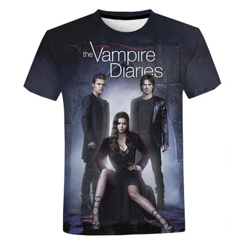 The Vampire Diaries Póló TV sorozat 3D nyomtatás Nyári utcai ruházat Férfi Női divat Oversized Tshirt Unisex Hip Hop Pólók Felsők