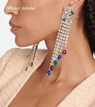 Timeless Wonder Fancy kristály cirkon Geo bojt csipesz fülbevalókon nőknek Designer ékszerek Kifutópálya Luxus márka Rare Top 3322