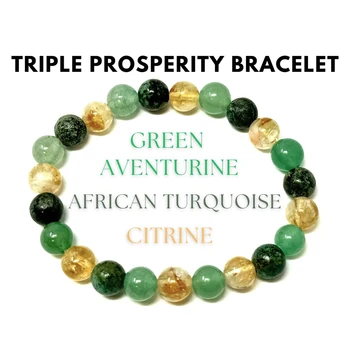 Triple Prosperity Bracelet: Prosperity and Good Luck Bracelet (Gem Bracelet) 8 mm-es kerek kristálygyöngyökből