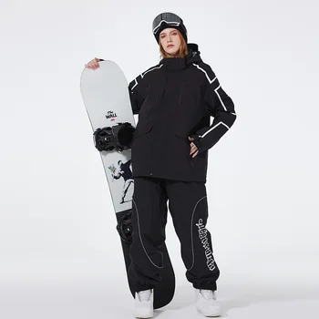 Téli új síruha 2024 Felnőtt meleg hóruhák Kültéri alpesi sport Szélálló vízálló kapucnis pulóver nadrág Pár sí tréningruha