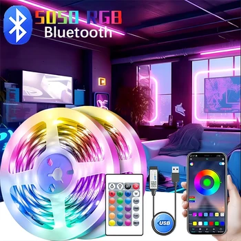 USB LED szalag világos szín RGB 12Led Bluetooth LED szalag hálószoba dekoráció 5050 5m 10m 15m 20m TV LED háttérvilágítás Party Room