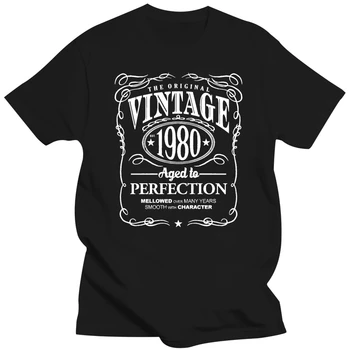 Vintage 1980 Made To Perfection férfi póló születésnapi ajándék neki Apa nagypapa Mans egyedi pamut rövid ujjú