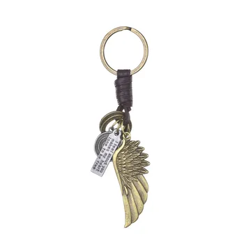 Vintage Angel Wings marhabőr kulcstartó kreatív ajándék kézzel szőtt autókulcs medál