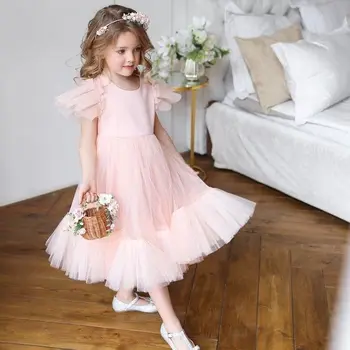 Viráglányok ruhája Hercegnő csipke báli ruha esküvőre Gyerekek születésnapi ruha Szépségverseny parti ruha egyedi méret