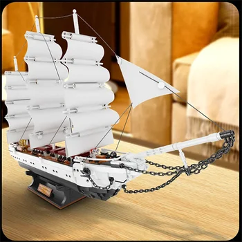 Vitorlás építőjátékok gyerekeknek 1672db 66cm Fehér hattyú vitorlás hajó építőelemek MOC kockák Oktatási játékok Lakberendezés