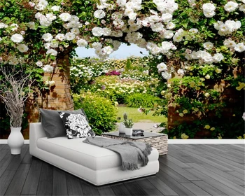 wellyu 3D fotó tapéta Rózsafolyosó Pásztori virág falfestmény hálószoba Nappali kanapé TV Háttér háttérkép falakhoz 3D