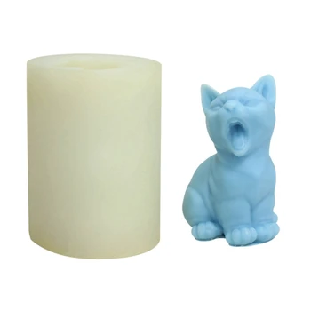 Ásító macska szilikon penész Egyedi illatos gyertyagyanta penész Állati aromaterápiák Gyertyaforma DIY kézműves szerszámparti