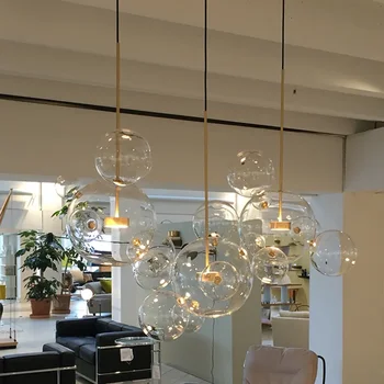 Átlátszó üvegbuborékok Csillár világítás Étkező Nappali Post Modern függőlámpa előcsarnokhoz Beltéri dekoráció tervező lámpa