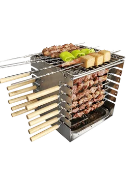 【 B típus 】 Oldalsó sült király füstmentes kis grillező tűzhely szénsült kültéri otthoni grilltartó beltéri faszén sült nyárs